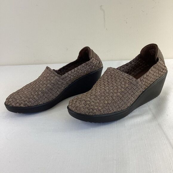 Bare Trap Women’s Slip-on Metallic Bronze Basket Weave Wedge Heel Size 8.5 - Picture 3 of 10